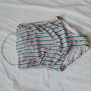 J Crew ruched bandeau one piece swimsuit, size 0, striped